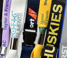 A close-up of Brady People ID TrueColor lanyards