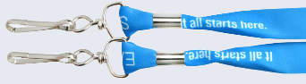 A sample of Brady People ID end fittings for custom lanyards
