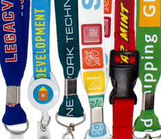 A close-up of Brady People ID TrueColor lanyards