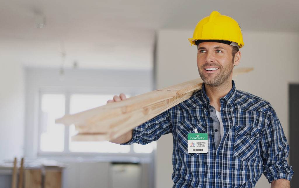 construction work with Tempbadge on shirt