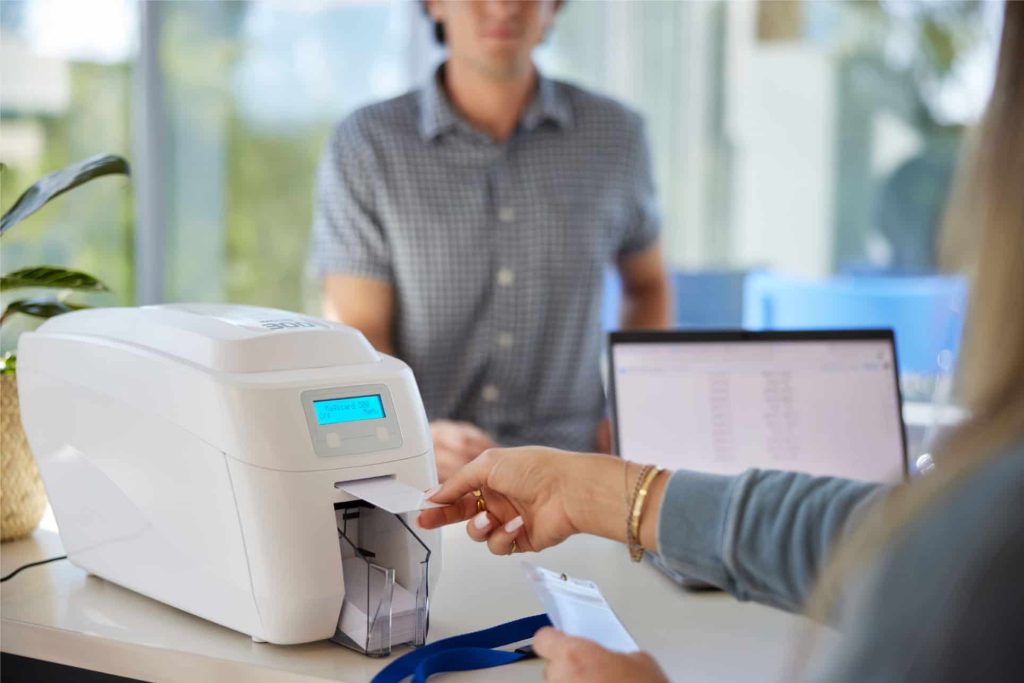 Magicard 300 printer on office desk